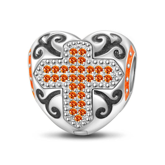gona- Sterling Silver Cross And Vine Clips With Enamel In White Gold Plated