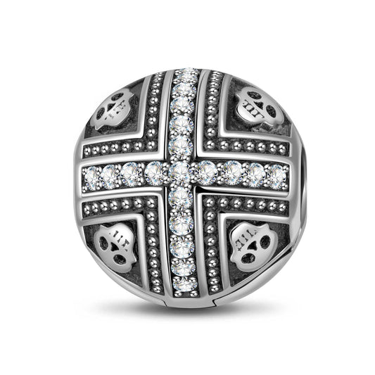 gona- Sterling Silver Skull And Crossbones Clips With Enamel In Blackened 925 Sterling Silver