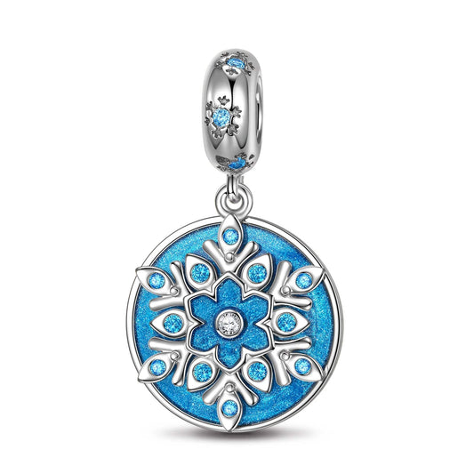 gon- Sterling Silver Blue Ice And Snow Magic Dangle Charms With Enamel In White Gold Plated