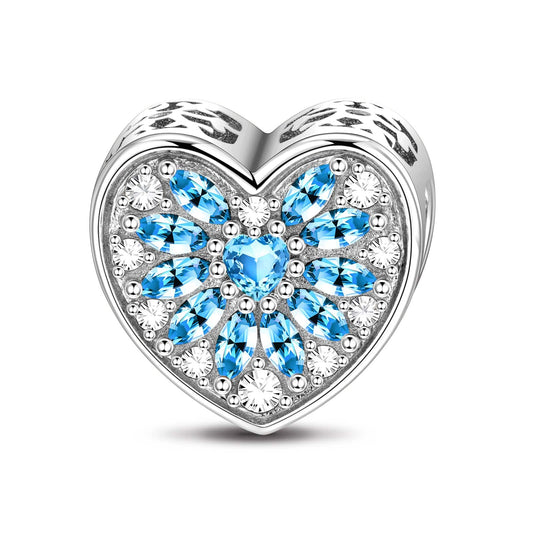 gona- Sterling Silver Rose Of Snow Charms In White Gold Plated