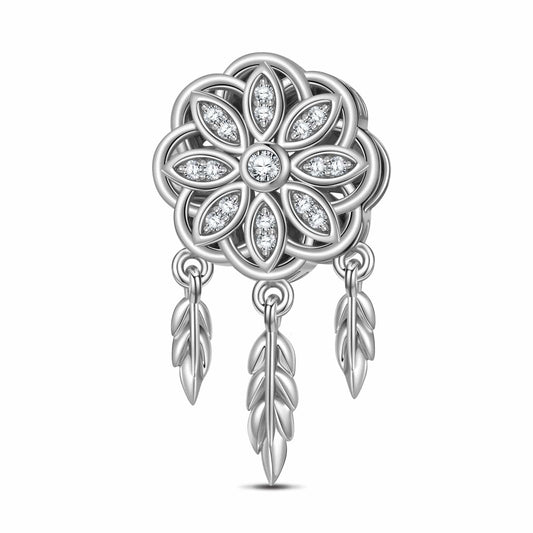 gona- Sterling Silver Dreamcatcher Dangle Charms In White Gold Plated