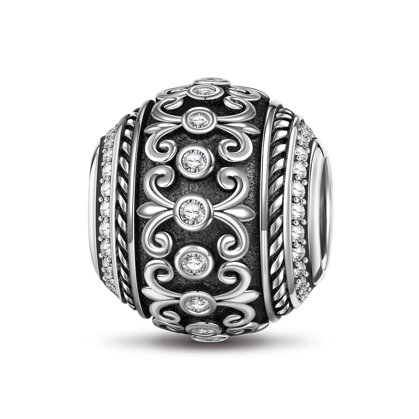 Sterling Silver XL Size Glory Charms With Enamel In Blackened 925 Sterling Silver Plated For Men
