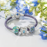 Sterling Silver Summer Night Breeze Charms With Enamel In White Gold Plated