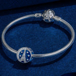 Sterling Silver Blazing Eiffel Tower Charms With Enamel In White Gold Plated