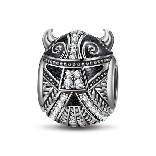gona- Sterling Silver XL Size Patron Saint Charms With Enamel In Blackened 925 Sterling Silver Plated For Men