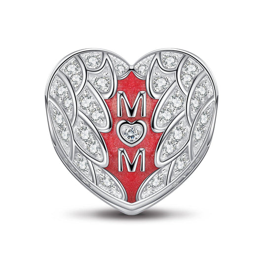 gona- Sterling Silver Mother's Love Clips With Enamel In White Gold Plated