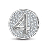 Sterling Silver Number Four Charms In White Gold Plated