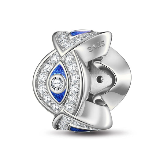gona- Sterling Silver Devil's Eye Spacer Charms In White Gold Plated