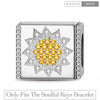 Sterling Silver Romantic Sunflower Rectangular Charms In White Gold Plated
