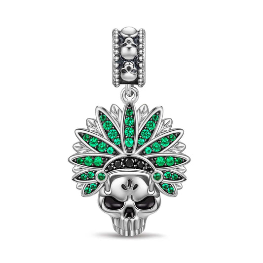 gona- Sterling Silver Samba Skull Dangle Charms With Enamel In Blackened 925 Sterling silver Plated