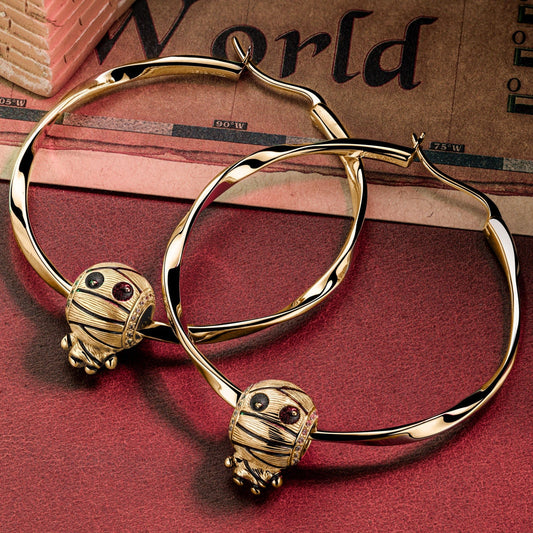 gona- Mummies Whisper Tarnish-resistant Silver Charms Earrings Set With Enamel In 14K Gold Plated