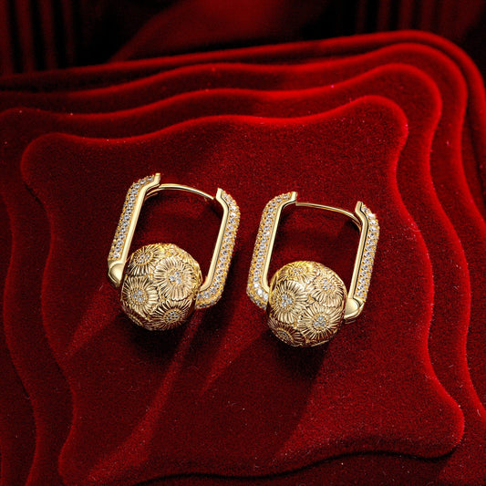 gon- Golden Sunflower Tarnish-resistant Silver Charms Earrings Set with Sterling Silver Ear Post In 14K Gold Plated