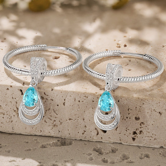 gon- Mermaid's Tear Tarnish-resistant Silver Charms Earrings Set with Sterling Silver Ear Post In White Gold Plated