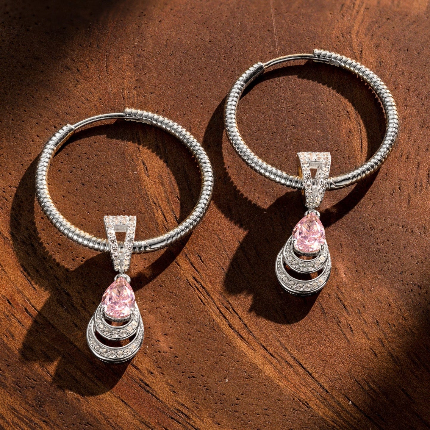 Mermaid's Tear Tarnish-resistant Silver Charms Earrings Set with Sterling Silver Ear Post In White Gold Plated