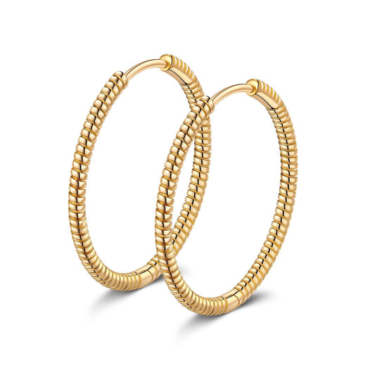 gona- Tarnish-resistant Silver Classic Hoop Earrings with Sterling Silver Ear Post In 14K Gold Plated