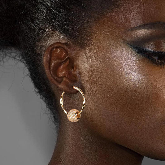 gon- [💥As @teddilovesfashion's Pick] Golden Waves Tarnish-resistant Silver Charms Earrings Set M Size Classic Hoop Earrings with Sterling Silver Ear Post In 14K Gold Plated