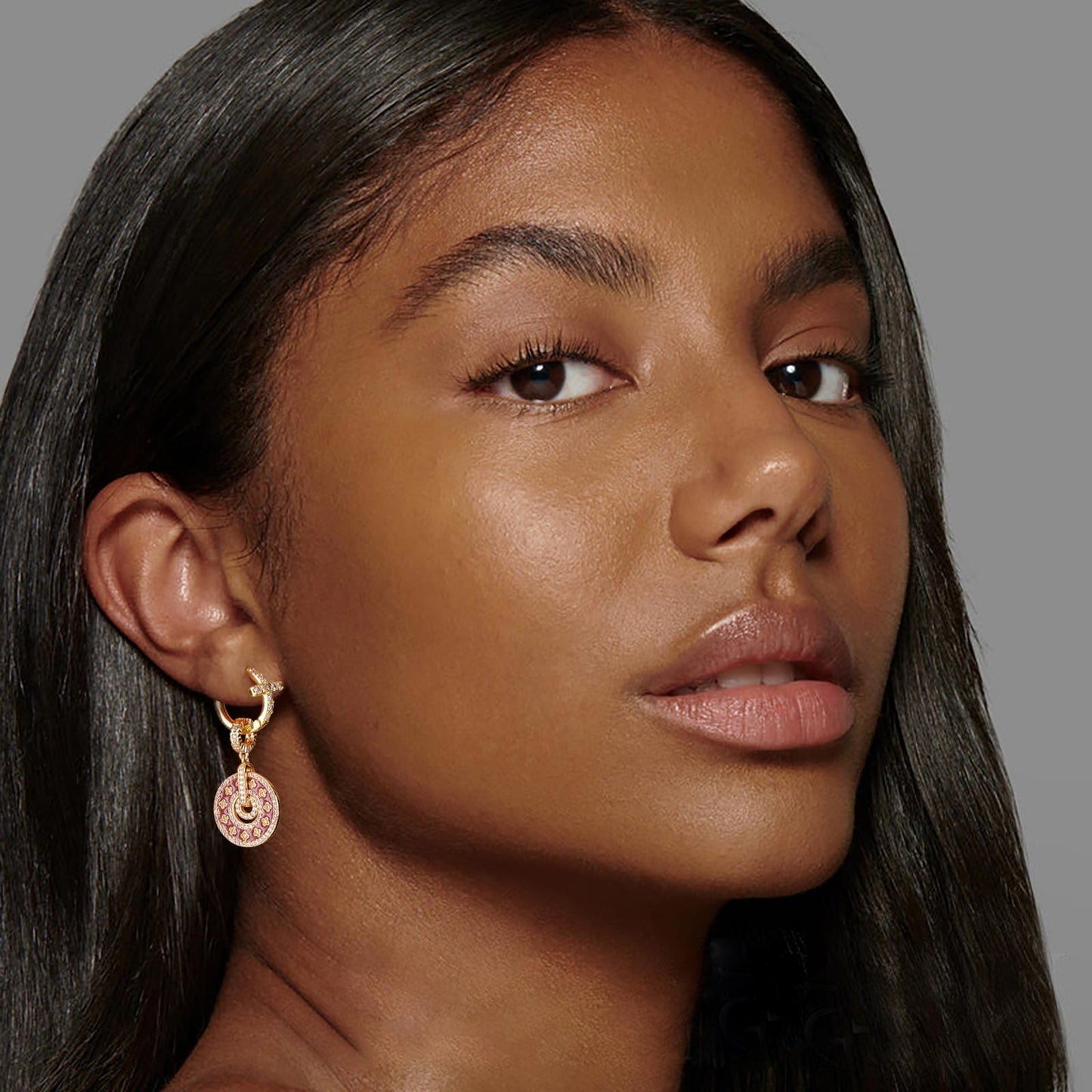 Sterling Silver Elegant Clover Charms Earrings Set With Enamel In 14K Gold Plated