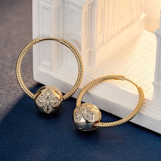 gon- Golden Four Leaf Clover Tarnish-resistant Silver Charms Earrings Set Classic Hoop Earrings with Sterling Silver Ear Post In 14K Gold Plated