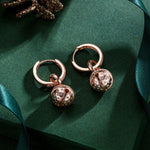 Sterling Silver Brilliant Jingle Bell Charms Earrings Set In Rose Gold Plated
