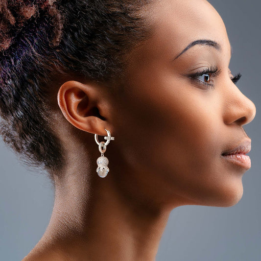 gon- Sterling Silver Cute Octopus Charms Earrings Set In White Gold Plated