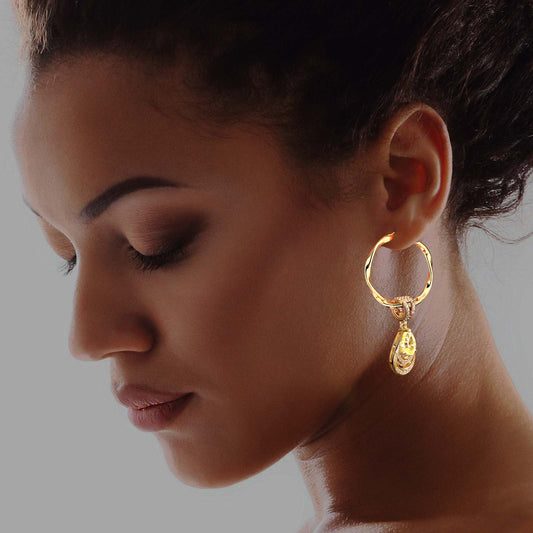 gon- Sterling Silver Earrings with Mermaid's Tear Tarnish-resistant Silver Charms Earrings Set In 14K Gold Plated