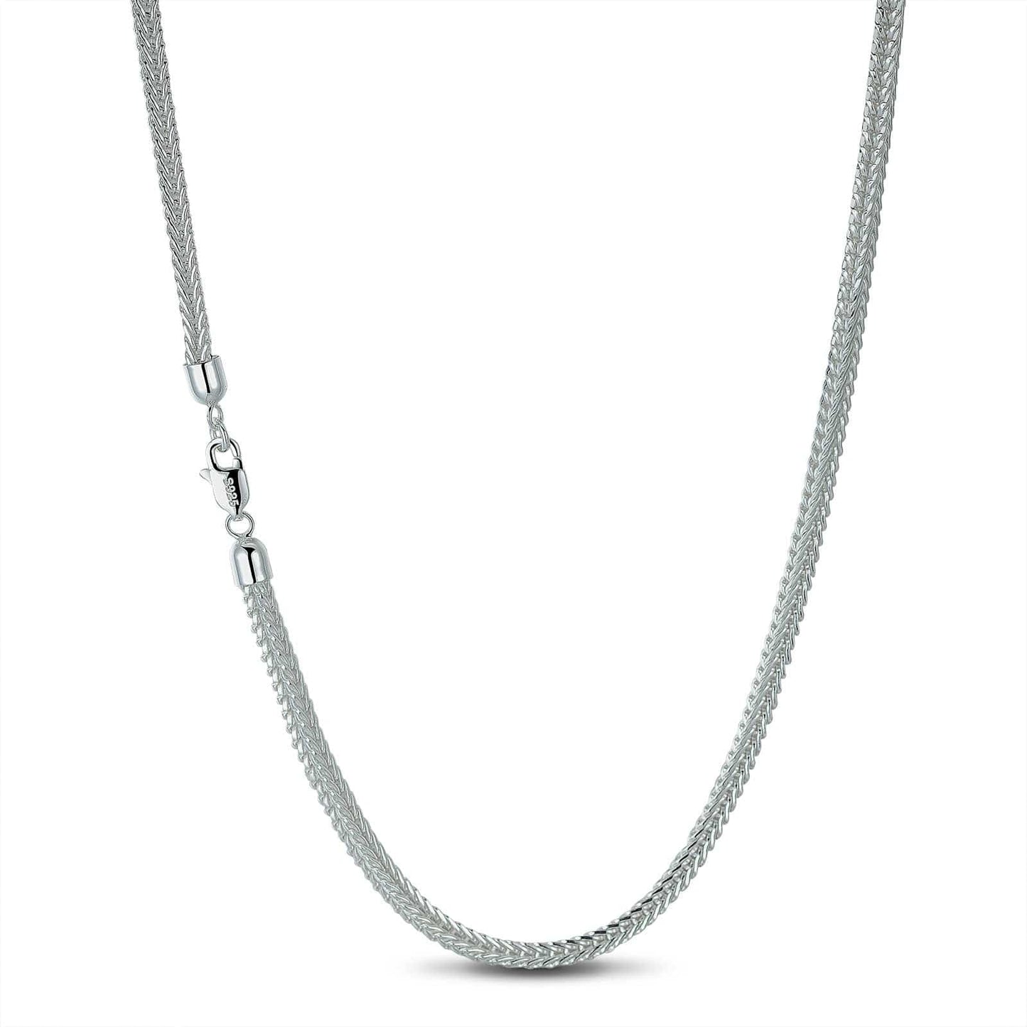 Sterling Silver Classic Chain Necklace In White Gold Plated