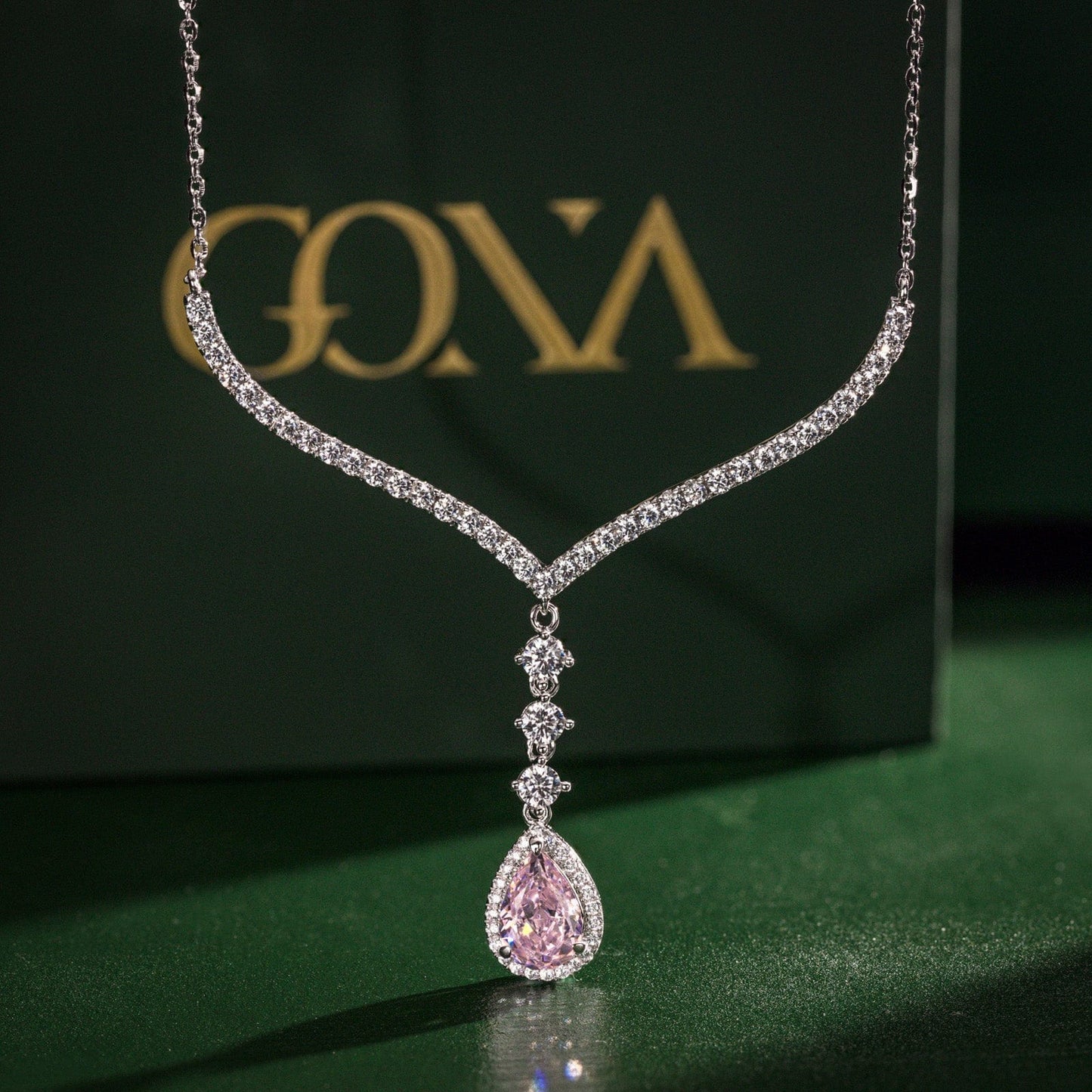 [💥As @JeannieBASMR's Pick] Rosy Teardrop Tarnish-resistant Silver Pendant Necklace In White Gold Plated