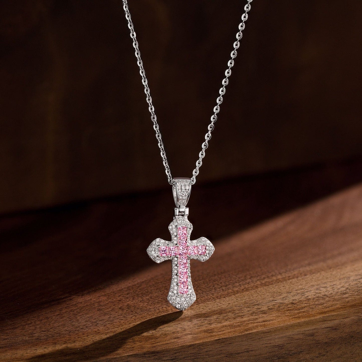 Sterling Silver Necklace Chain Divine Blessing Tarnish-resistant Silver Couple Necklace Set Cross Pendant Necklace