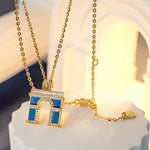 Sterling Silver Necklace Chain Arch of Triumph Tarnish-resistant Silver Pendant Necklace In 14K Gold Plated