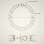 Tarnish-resistant Silver Vintage-Inspired Triple Row Pearl Necklace with Gold-Tone T-Bar Clasp - Created With Swarovski® Pearls 4mm-6mm