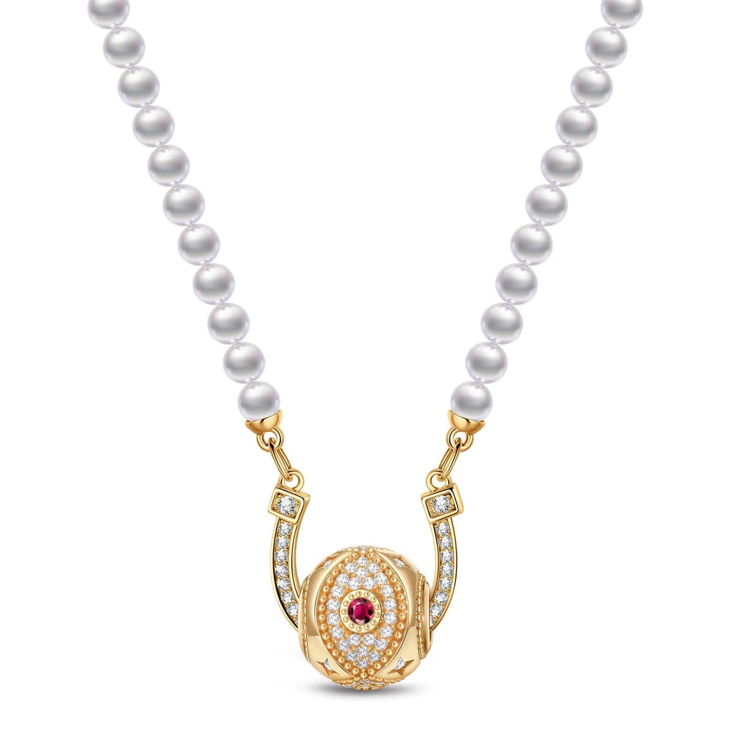 [💥As @mygreatchallenge's Pick] Horseshoe Tarnish-resistant Silver Pearl Necklace In 14K Gold Plated