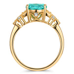 Oval Brilliant Cut Electric Lagoon Hue Lab-Certified Paraiba Tourmaline - Pave Classic Engagement Ring 14K Yellow Gold Plated (Includes GRC Certification from Gemstone Research Center)