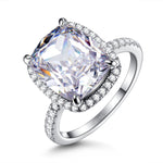 Cushion Modified Brilliant Cut Diamond White Ice-Frosted Sparkle Lab Zircon - Halo Classic Engagement Ring White Gold Plated