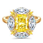 Cushion Modified Brilliant Cut Fancy Vivid Yellow Ice-Frosted Sparkle Lab Zircon - Halo Classic Engagement Ring 14K Yellow Gold Plated