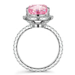 10*10mm Cushion Modified Brilliant Cut Fancy Vivid Pink Ice-Frosted Sparkle Lab Zircon - Halo Classic Engagement Ring White Gold Plated