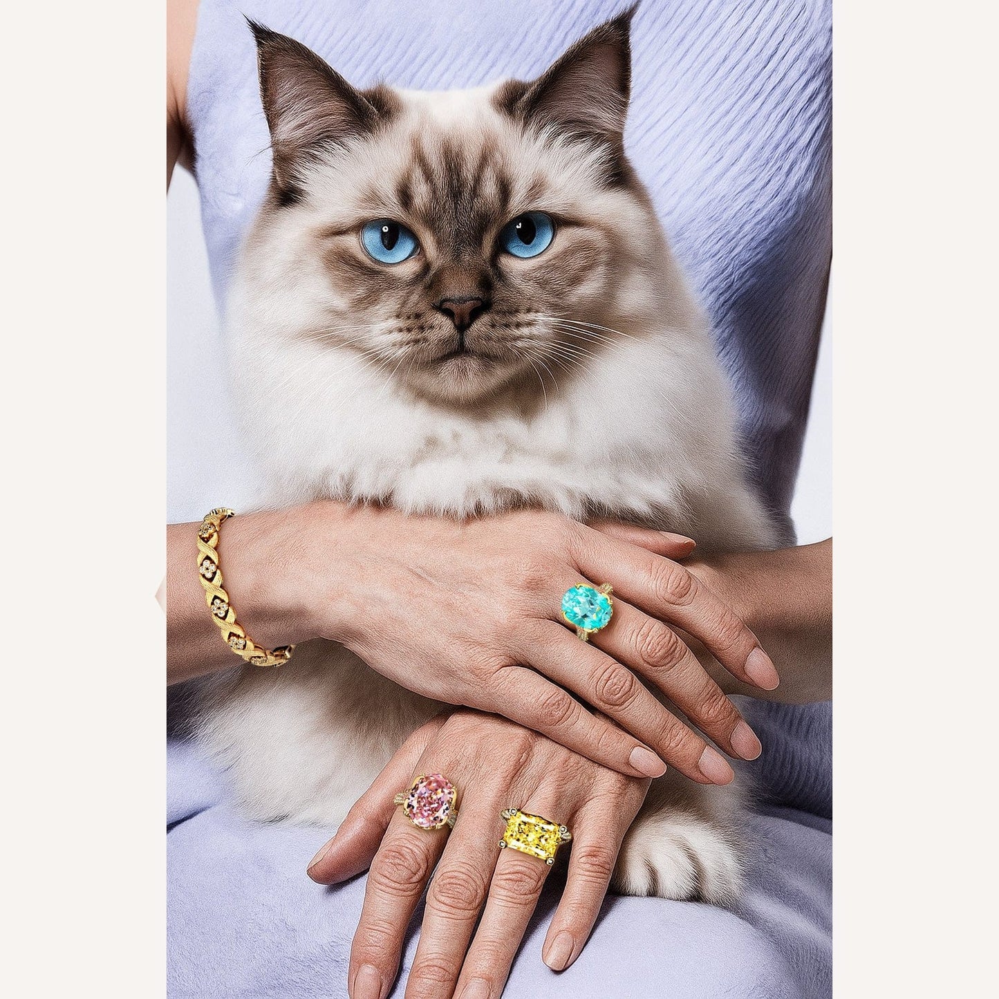 16*12mm Oval Modified Brilliant Cut Paraiba Lagoon Hue Ice-Frosted Sparkle Lab Zircon - Pave Classic Engagement Ring 14K Yellow Gold Plated