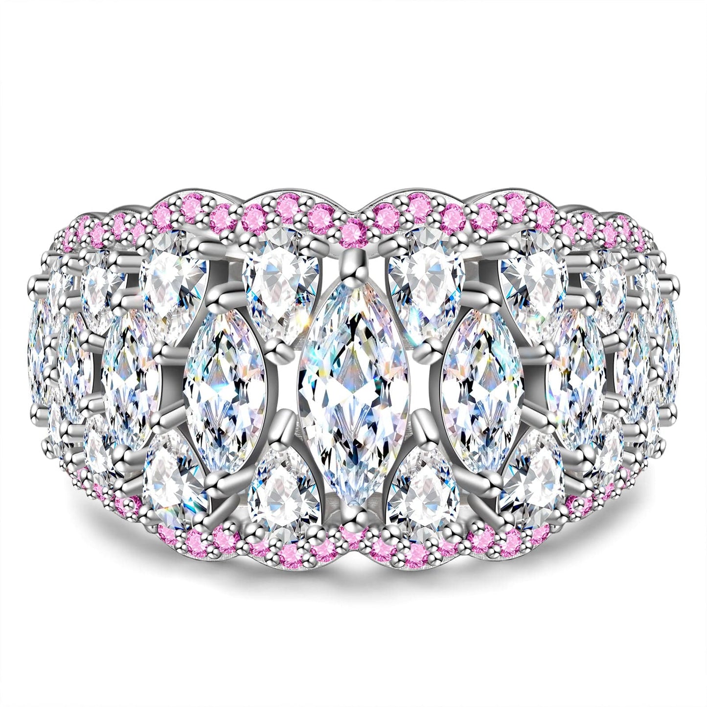 4*8mm Marquise Brilliant Cut Lab Zircon - Pave Classic Engagement Ring 14K Yellow Gold Plated