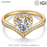 IGI Certified Lab-Grown Round Brilliant Cut Diamond - Pave Classic Engagement Ring 14K Yellow Gold Plated (Includes IGI Certification from International Gemological Institute)