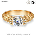 IGI Certified Lab-Grown Round Brilliant Cut Diamond - Pave Classic Engagement Ring 14K Yellow Gold Plated (Includes IGI Certification from International Gemological Institute)