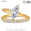 IGI Certified Lab-Grown Marquise Brilliant Cut Diamond - Pave Classic Engagement Ring 14K Yellow Gold Plated (Includes IGI Certification from International Gemological Institute)