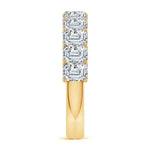 Lab-Certified Emerald Cut Moissanite - Half Eternity Classic Engagement Ring 14K Yellow Gold Plated (Includes GRA Certification from Gemological Research Association)