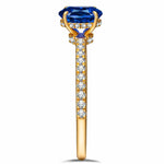 Oval Brilliant Cut Royal Blue Hue Lab-Certified Blue Sapphire - Pave Classic Engagement Ring 14K Yellow Gold Plated (Includes GRC Certification from Gemstone Research Center)