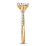 IGI Certified Lab-Grown Round Brilliant Cut Diamond - Hidden Halo Classic Engagement Ring 14K Yellow Gold Plated (Includes IGI Certification from International Gemological Institute)