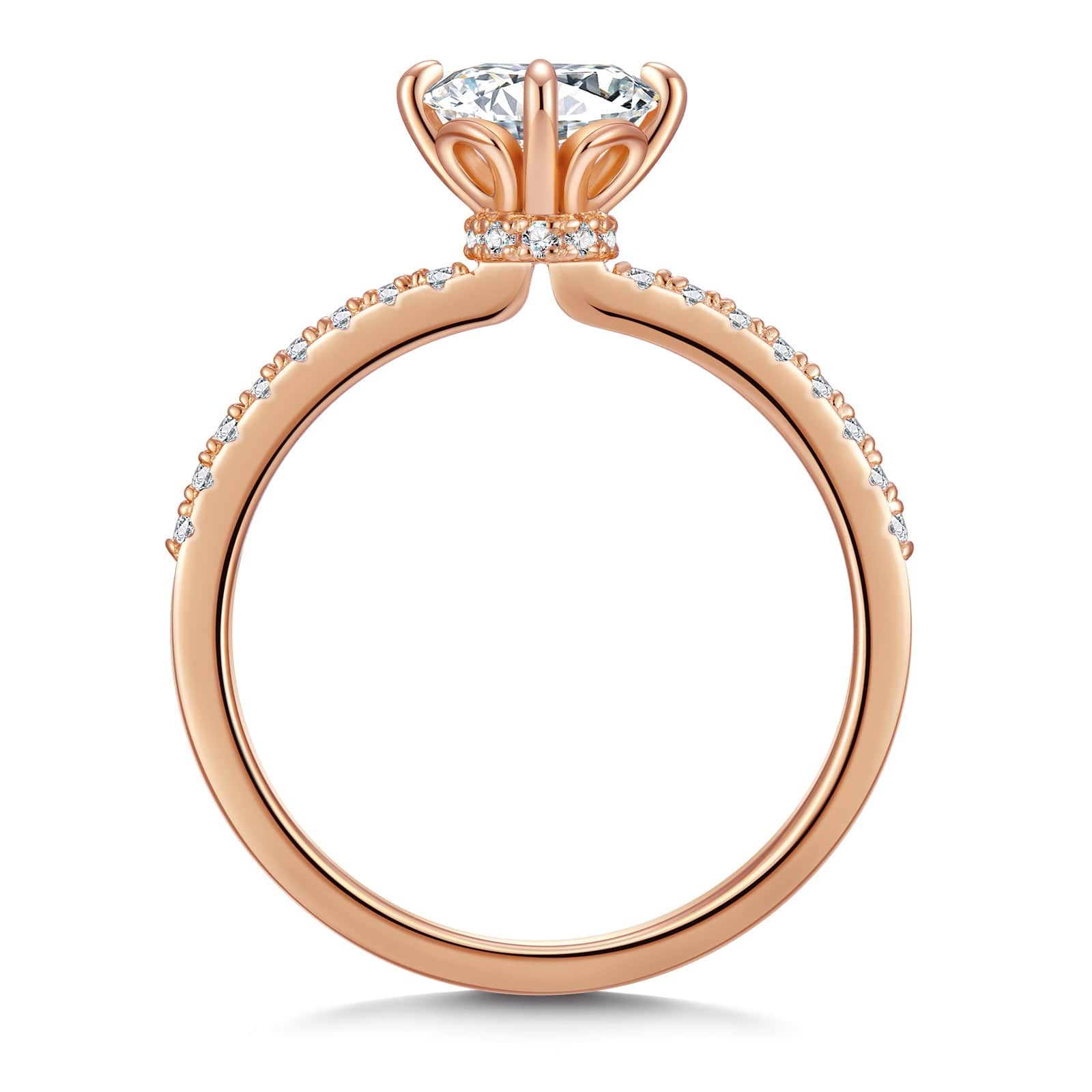 GENUINE LOVE Hidden Halo Engagement Ring - 1.00 Carat 14K Rose Gold with a Round Brillant Cut Lab-Grown Diamond