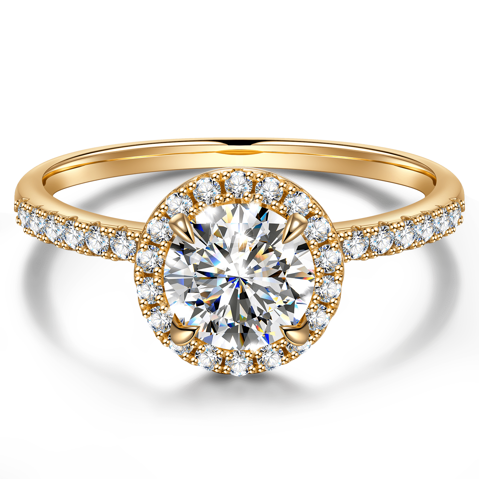 GENUINE LOVE Halo Engagement Ring - 1.00 Carat 14K Yellow Gold with a Round Brillant Cut Lab-Grown Diamond