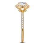 IGI Certified Lab-Grown Round Brilliant Cut Diamond - Halo Classic Engagement Ring Solid 14K Yellow Gold (Includes IGI Certification from International Gemological Institute)