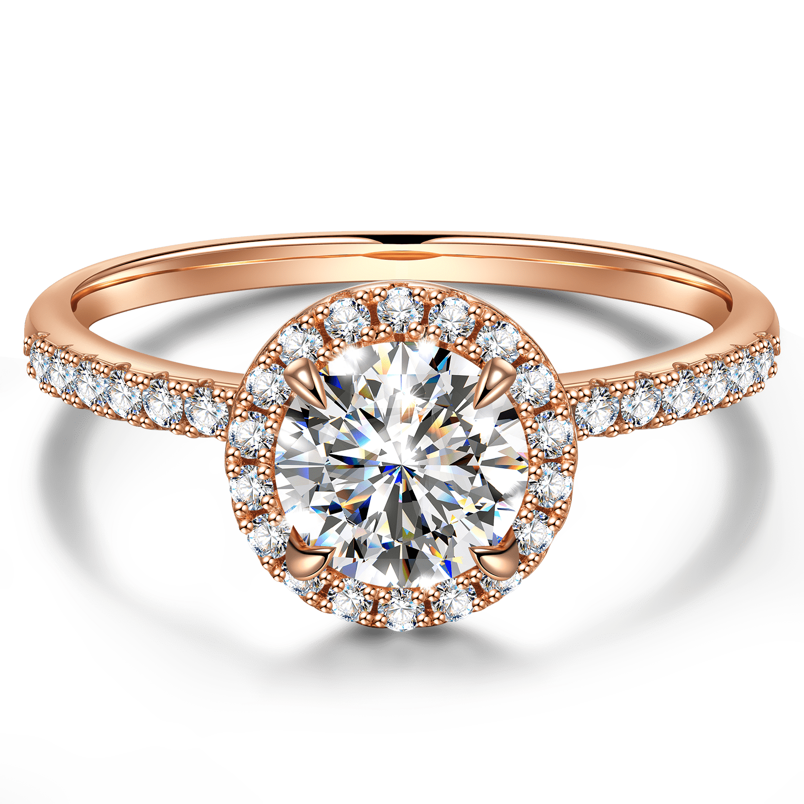 GENUINE LOVE Halo Engagement Ring - 1.00 Carat 14K Rose Gold with a Round Brillant Cut Lab-Grown Diamond