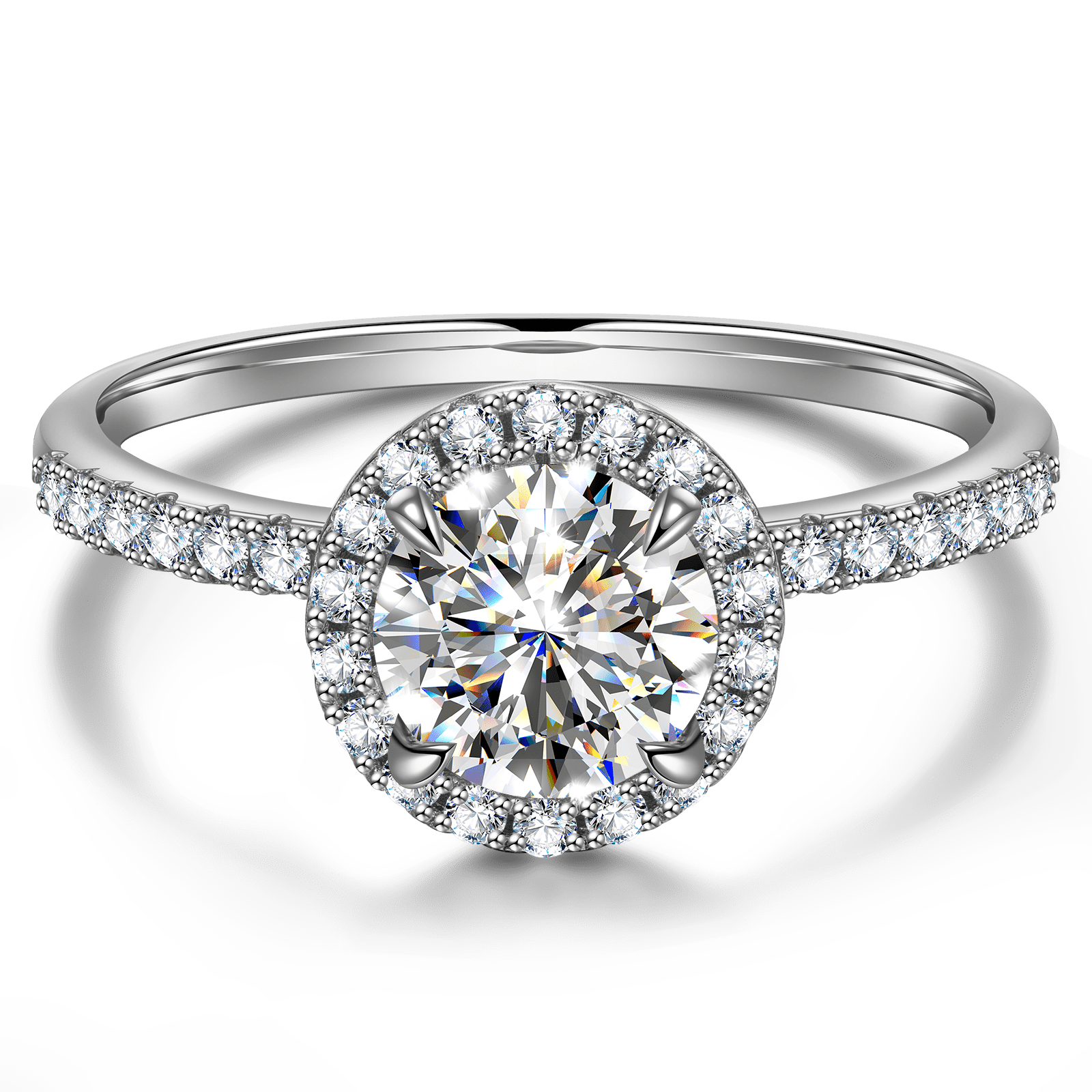 GENUINE LOVE Halo Engagement Ring - 1.00 Carat 14K White Gold with a Round Brillant Cut Lab-Grown Diamond