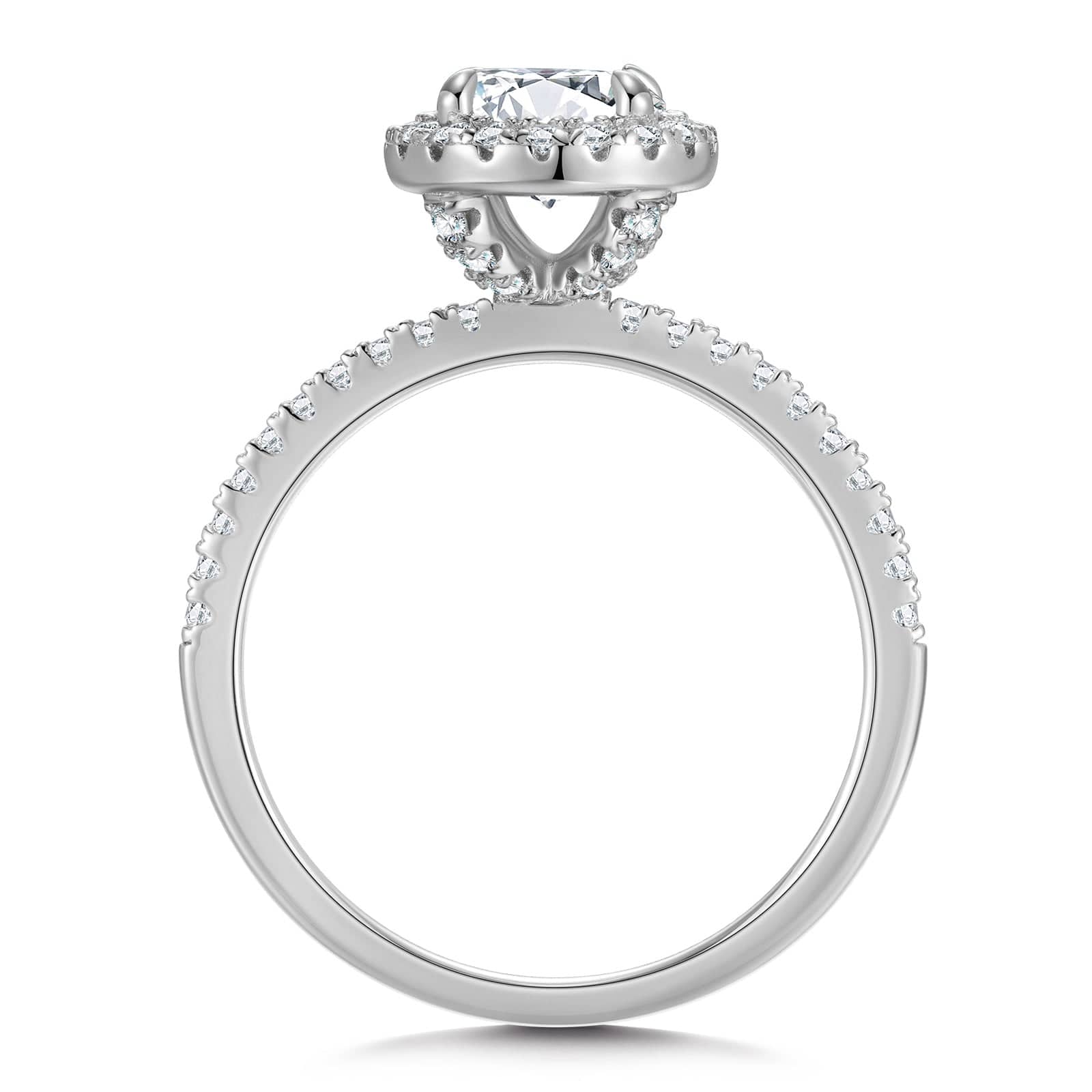 GENUINE LOVE Halo Engagement Ring - 1.00 Carat 14K White Gold with a Round Brillant Cut Lab-Grown Diamond