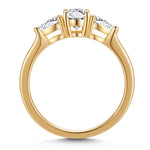 IGI Certified Lab-Grown Oval Brilliant Cut Diamond - Three Stone Classic Engagement Ring 14K Yellow Gold Plated (Includes IGI Certification from International Gemological Institute)